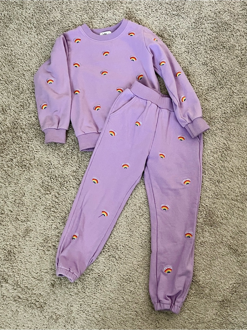 Lola + The Boys Lavender Rainbow Sweatshirt & Jogger Set